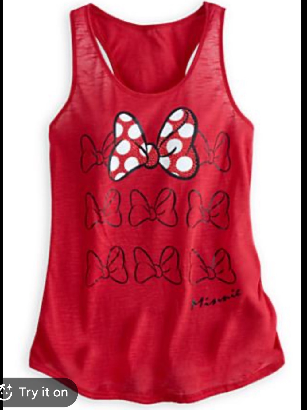 Disney Parks Minnie Mouse Red Bow Tank Top Size Large